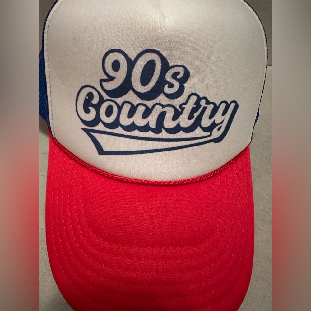 90’s Country Music Trucker SnapBack Foam Hat Red White Blue - Picture 3 of 4